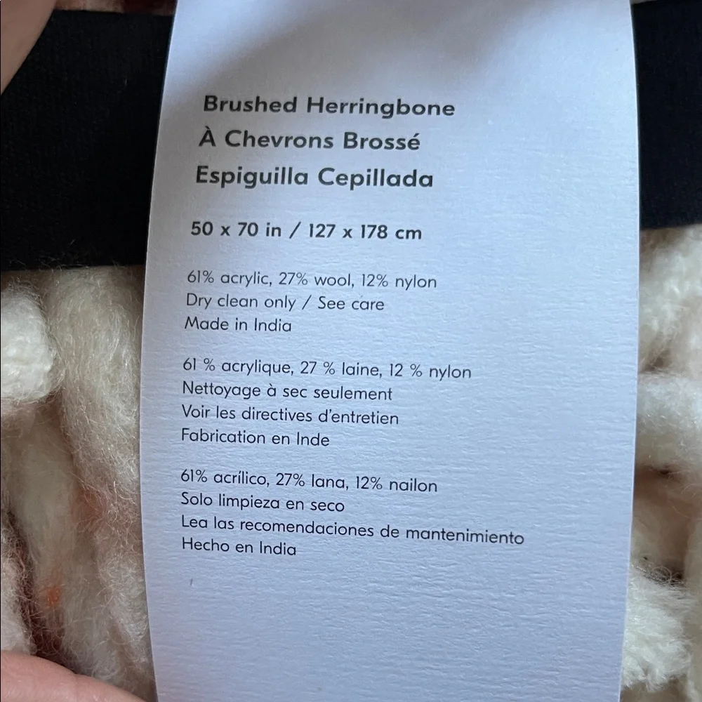 West Elm Terracotta and Ivory Throw Blanket